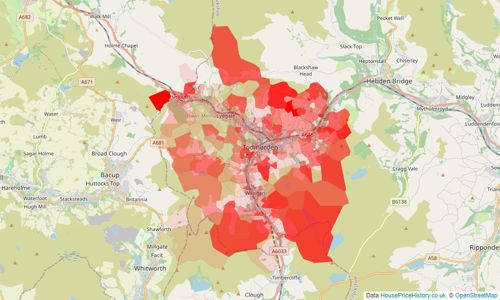 Heatmap of property prices in Todmorden