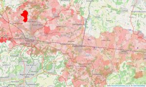 Heatmap of property prices in Tonbridge