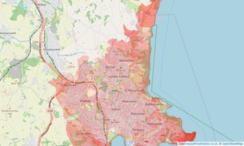 Heatmap of property prices in Torquay