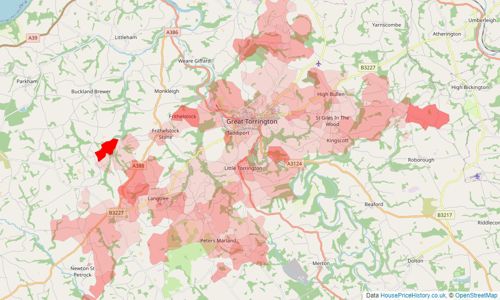 Heatmap of property prices in Torrington