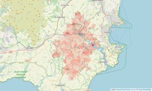 Heatmap of property prices in Totnes