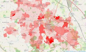 Heatmap of property prices in Towcester