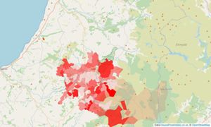 Heatmap of property prices in Tregaron