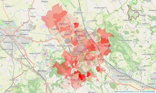 Heatmap of property prices in Tring