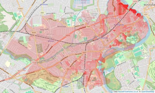 Heatmap of property prices in Twickenham