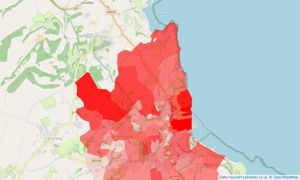 Heatmap of property prices in Tyn-y-gongl