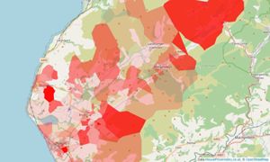 Heatmap of property prices in Tywyn