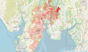 Heatmap of property prices in Ulverston