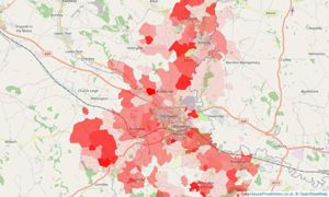 Heatmap of property prices in Uttoxeter