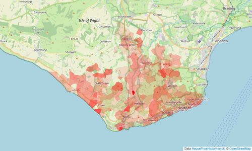 Heatmap of property prices in Ventnor