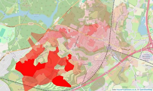 Heatmap of property prices in Virginia Water