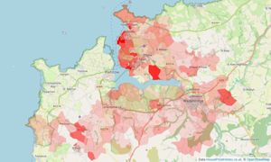 Heatmap of property prices in Wadebridge