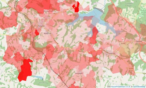 Heatmap of property prices in Wadhurst