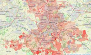 Heatmap of property prices in Wakefield