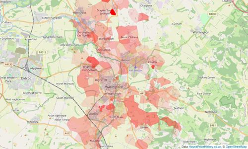 Heatmap of property prices in Wallingford