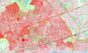 Heatmap of property prices in Wallsend