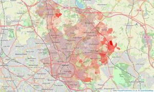 Heatmap of property prices in Walsall