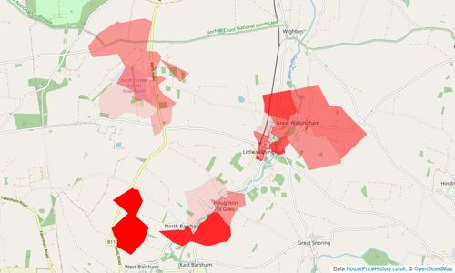 Heatmap of property prices in Walsingham