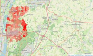 Heatmap of property prices in Waltham Abbey