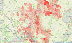 Heatmap of property prices in Ware