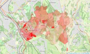 Heatmap of property prices in Warlingham