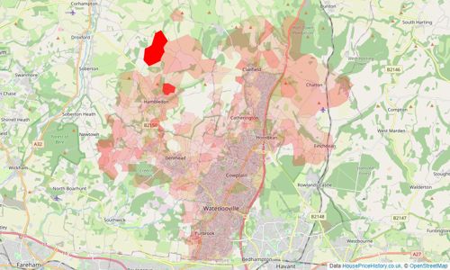 Heatmap of property prices in Waterlooville