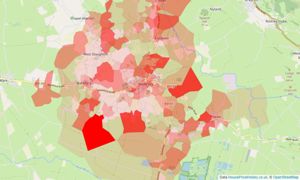 Heatmap of property prices in Wedmore