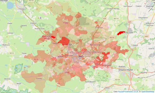 Heatmap of property prices in Wells