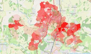 Heatmap of property prices in Welwyn