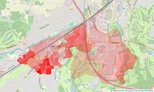 Heatmap of property prices in West Byfleet