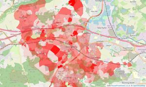 Heatmap of property prices in West Malling