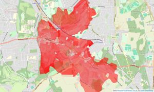 Heatmap of property prices in West Wickham