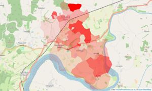 Heatmap of property prices in Westbury-on-severn