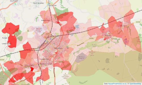 Heatmap of property prices in Westbury