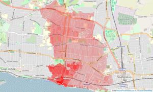 Heatmap of property prices in Westcliff-on-sea