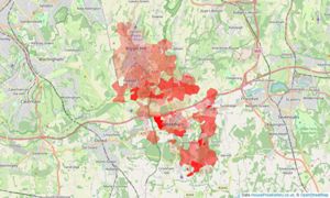 Heatmap of property prices in Westerham