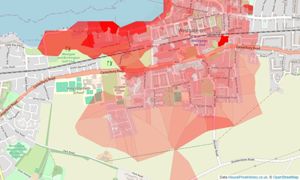 Heatmap of property prices in Westgate-on-sea