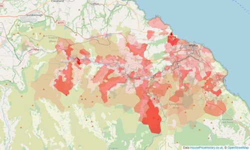 Heatmap of property prices in Whitby