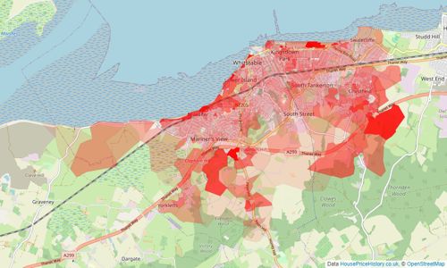 Heatmap of property prices in Whitstable