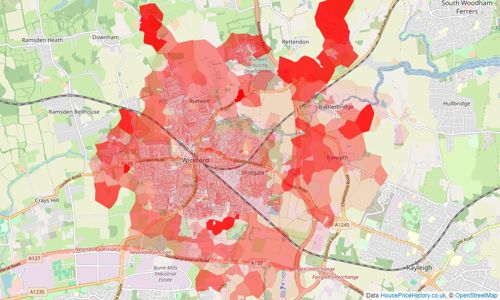 Heatmap of property prices in Wickford