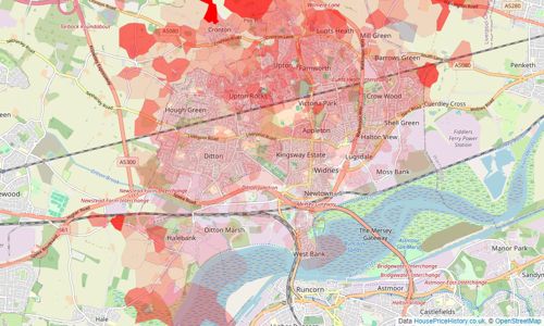 Heatmap of property prices in Widnes