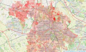 Heatmap of property prices in Hindley, Wigan