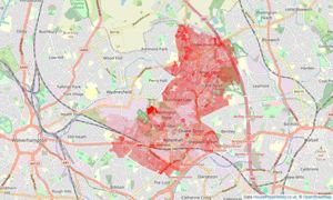 Heatmap of property prices in Willenhall