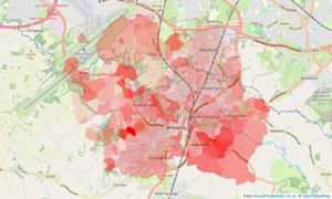 Heatmap of property prices in Wilmslow