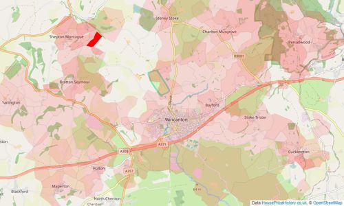 Heatmap of property prices in Wincanton