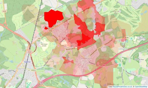 Heatmap of property prices in Windlesham