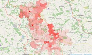 Heatmap of property prices in Winkleigh