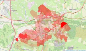 Heatmap of property prices in Winscombe