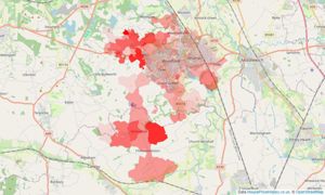 Heatmap of property prices in Winsford