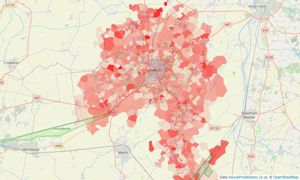 Heatmap of property prices in Wisbech